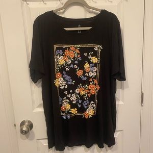 Addition Elle Black Graphic Tee 3X